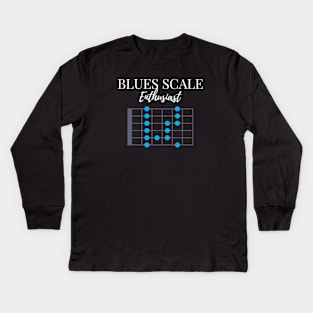 Blues Scale Enthusiast Dark Theme Kids Long Sleeve T-Shirt